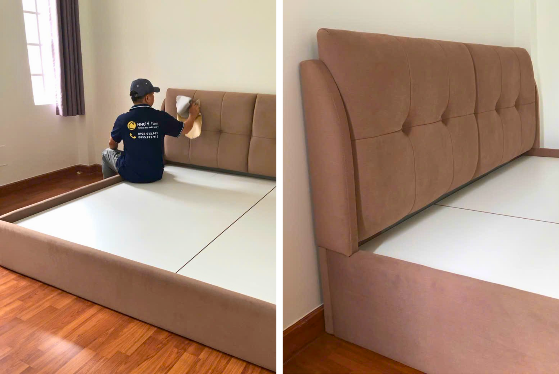 Lắp Đặt Thành Công Giường Bọc Nệm Cho Chị Thủy – Quận 7: Hành Trình Chăm Sóc Tận Tâm Từ XƯỞNG NỘI THẤT NHƯ Ý FUNI